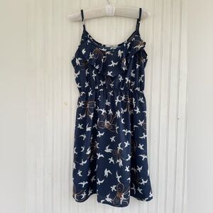 Papaya Navy White Lightweight Summer Dress with Doves Size Small NWOT